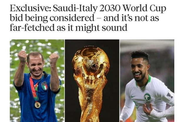 Arabia Saudita se unirá a Italia para acoger la Copa del mundo 2030 a 3.600 kilómetros de distancia