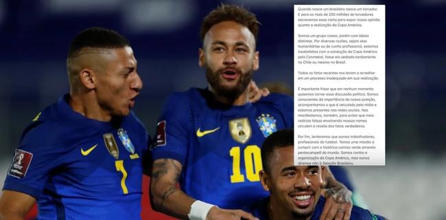 Carta abierta de los jugadores brasileños: oponerse a la Copa América pero no negarse a jugar para su país