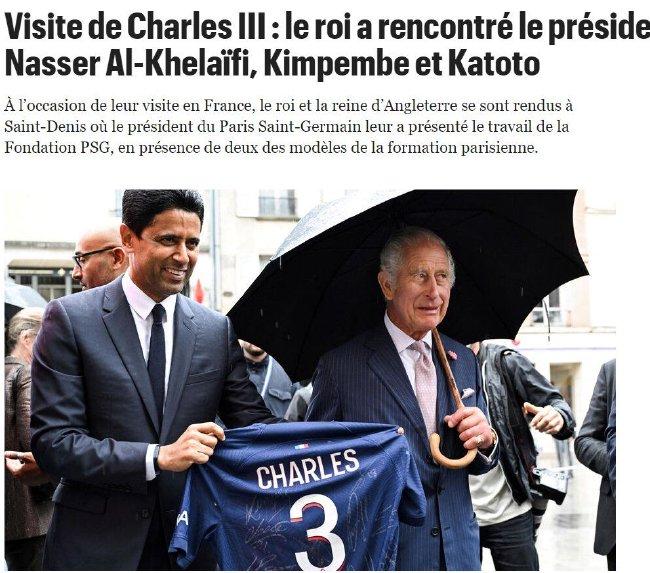 El rey de Inglaterra visita París para entrenar y se reúne con Nasser para recibir una camiseta de París