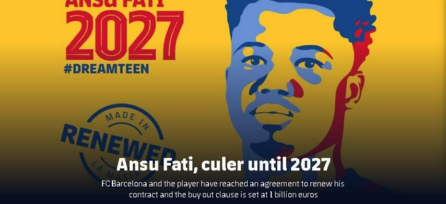 Barca Official Statement: Renewal of Contract with Ansu Fati to 2027 damage $1 Billion