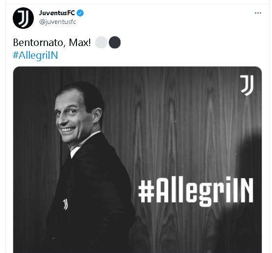 Juventus officials have returned two years after Claiming alegli as Team Boss